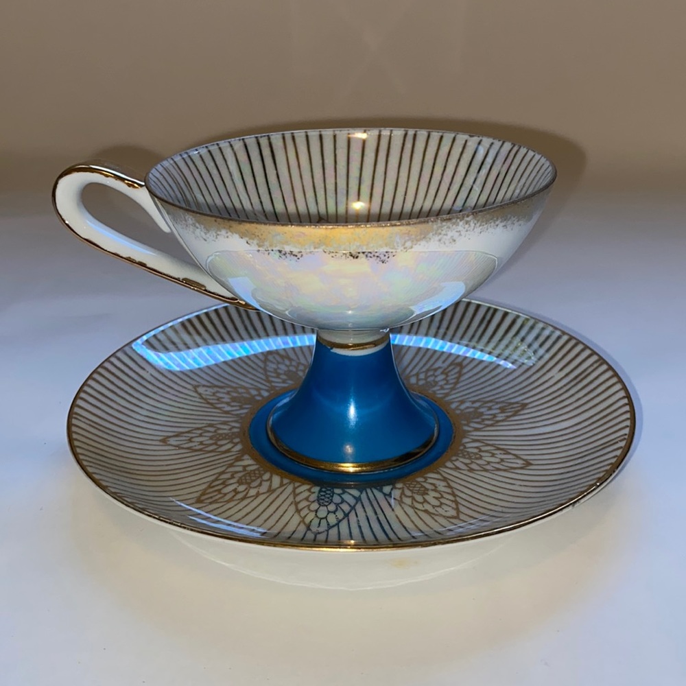 Royal Halsey Iridescent Footed Teacup and Saucer